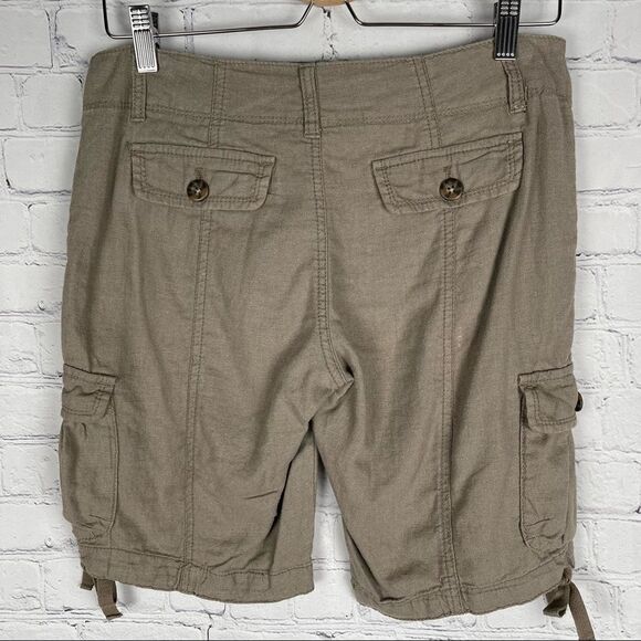 OLD NAVY grey / brown linen cargo shorts - size 4 - Picture 2 of 11